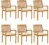 vidaXL Stapelbare Gartenstühle mit Kissen 6 Stk Massivholz Teak 3073269