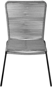 sam Gartenstuhl Outdoor-Seilstuhl Grau mit Eisen-Gestell in Schwarz ISRA 2er Set