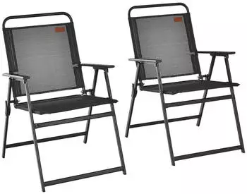 Costway 4er Set Gartenst&uuml;hle Hochlehner Klappbar Atmungsaktiver Stoff