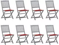 vidaXL Klappbare Gartenst&uuml;hle 8 Stk. mit Kissen Massivholz Akazie