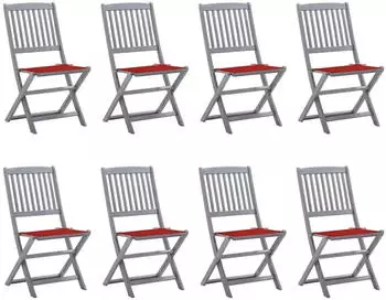 vidaXL Klappbare Gartenst&uuml;hle 8 Stk mit Kissen Massivholz Akazie 3078296