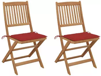 vidaXL Klappbare Gartenst&uuml;hle 2 Stk mit Kissen Massivholz Akazie 3064650