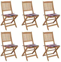 vidaXL Klappbare Gartenst&uuml;hle 6 Stk. mit Kissen Massivholz Akazie