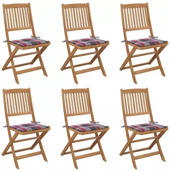 vidaXL Klappbare Gartenst&uuml;hle 6 Stk mit Kissen Massivholz Akazie 3065501
