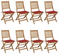 vidaXL Klappbare Gartenst&uuml;hle 8 Stk. mit Kissen Massivholz Akazie