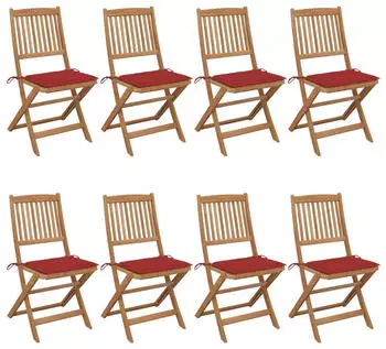 vidaXL Klappbare Gartenst&uuml;hle 8 Stk mit Kissen Massivholz Akazie 3075027