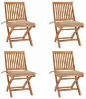 vidaXL Klappbare Gartenst&uuml;hle mit Kissen 4 Stk. Massivholz Teak