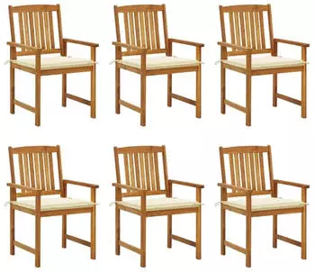 vidaXL Gartenst&uuml;hle mit Kissen 6 Stk Massivholz Akazie 3078153