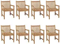 vidaXL Gartenst&uuml;hle 8 Stk. mit Beigen Kissen Massivholz Teak