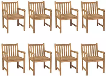 vidaXL Gartenst&uuml;hle 8 Stk mit Beigen Kissen Massivholz Teak 3073076