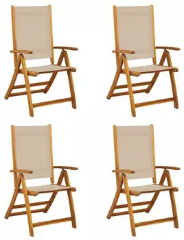 vidaXL Gartenst&uuml;hle 4 Stk Klappbar Massivholz Akazie und Textilene 3279244