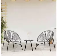 vidaXL Gartenstuhl-Set 3-tlg. Schwarz und Hellgrau Poly Rattan