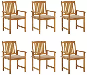 vidaXL Gartenst&uuml;hle mit Kissen 6 Stk Massivholz Akazie 3078154