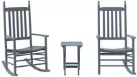 vidaXL Schaukelst&uuml;hle 2 Stk. mit Klapptisch Grau Massivholz Pappel