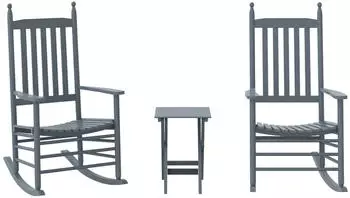 vidaXL Schaukelst&uuml;hle 2 Stk mit Klapptisch Grau Massivholz Pappel