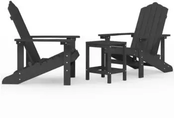 vidaXL Adirondack-Gartenst&uuml;hle mit Tisch HDPE Anthrazit 3095705