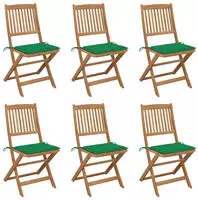 vidaXL Klappbare Gartenst&uuml;hle 6 Stk. mit Kissen Massivholz Akazie