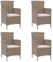 Gartenst&uuml;hle Mit Kissen 4 Stk. Poly Rattan Beige Vidaxl