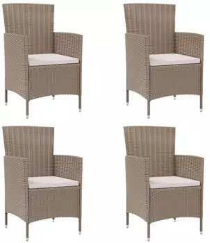 vidaXL Gartenst&uuml;hle mit Kissen 4 Stk Poly Rattan Beige 316692