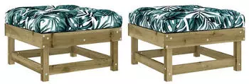 vidaXL Gartenhocker mit Kissen 2 Stk Kiefernholz Impr&auml;gniert 825470