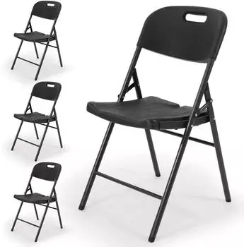 Sekey Klappstuhl bis 150KG Schwarz Holzoptik 4er Set