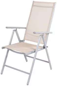 Mojawo Gartenstuhl Hochlehner 7 Pos verstellbar klappbar Klappstuhl witterungsbest&auml;ndig Aluminium BEIGE