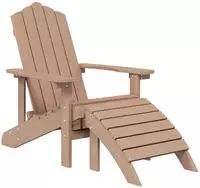 vidaXL Adirondack-Gartenstuhl mit Fu&szlig;teil HDPE Braun