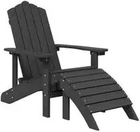 vidaXL Adirondack-Gartenstuhl mit Fu&szlig;teil HDPE Anthrazit
