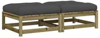 vidaXL Gartenhocker mit Kissen 2 Stk Kiefernholz Impr&auml;gniert 838108