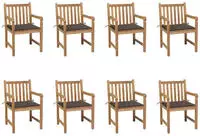 vidaXL Gartenst&uuml;hle 8 Stk. mit Taupe Kissen Massivholz Teak