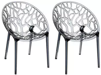 Deluke 2er Set Stapelstuhl DENVER Kunststoff Grau 59x60x80cm Esszimmerst&uuml;hle Gartenstuhl Stapelbar St&uuml;hle Garten