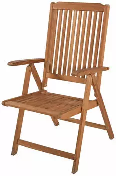 Deluke Gartenstuhl MARA eak 5-fach Verstellbar Teak Dunkelbraun Hochlehner Wetterfest Terrassenstuhl Outdoor Essst&uuml;hle