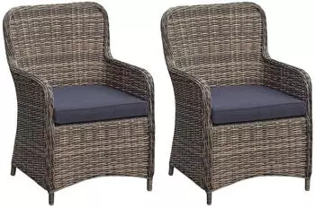 Deluke Gartenstuhl 2er Set LAGOS Kunststoff Nelkenbraun Relaxsessel Wetterfest Gartenst&uuml;hle Outdoor