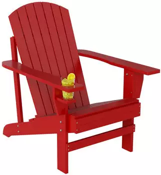 Outsunny Adirondack-Gartenstuhl Tannenholz 72L x 94B x 83H cm Rot