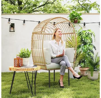 Outsunny Rattansessel Stahl PE-Rattan 95L x 80B x 155H cm Beige