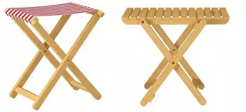 Erst-Holz Hocker Klappstuhl Anglerstuhl Buche Massiv Stoff Rot-Wei&szlig; 10-210 Einzelst&uuml;ck mit Tisch