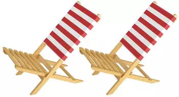 Erst-Holz Klappstuhl Strandstuhl Anglerstuhl Gartenstuhl mit Rot-Wei&szlig;em Bezug 10-350 Doppelpack