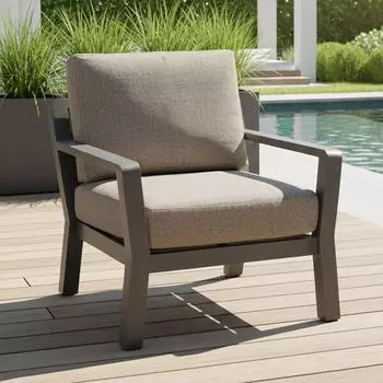 LC Home Avena Loungesessel Aluminium/Polyester Dunkelgrau Braun