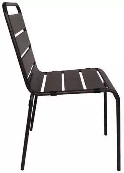 Bolero Amalfi Bistrostuhl Stahl Lamellen Schwarz Stapelbar Außenbereich (CS728)