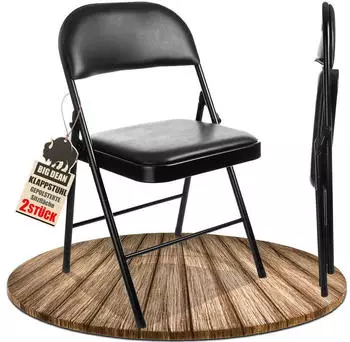 BigDean Klappstuhl 2er-Set gepolstert, Metall, Kunstleder, schwarz (1000665)