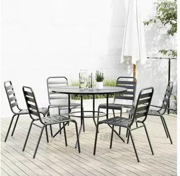 vidaXL Gartenstuhl-Set 7-tlg., stapelbar, pulverbeschichteter Stahl (3283767)