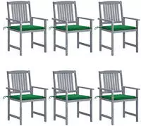 vidaXL Gartenst&uuml;hle mit Kissen 6 Stk. Massivholz Akazie Grau