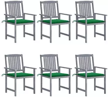 vidaXL Gartenst&uuml;hle mit Kissen 6er-Set Akazienholz Grau (3078212)