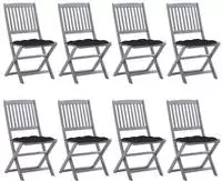 vidaXL Klappbare Gartenst&uuml;hle 8 Stk. mit Kissen Massivholz Akazie