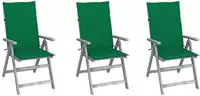 vidaXL Verstellbare Gartenst&uuml;hle 3 Stk. mit Auflagen Massivholz Akazie