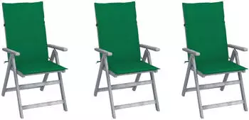 vidaXL Verstellbare Gartenst&uuml;hle 3er-Set mit Auflagen Massivholz Akazie (3064733)