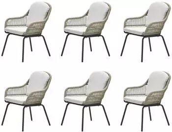 Garden Impressions Triton Dining-Loungesessel Rope Aluminium sand, 6er-Set