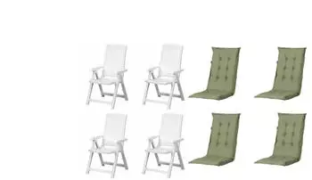 Gardenson Set Gr&uuml;n Wei&szlig; Kunststoff Textil 44x111x50 cm