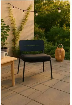 Gardenson Loungesessel Schwarz Metall Textil Schaumstoff rund 55x73x59 cm