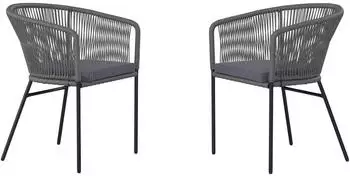 Ambia Garden Gartensessel-Set Grau Schwarz Metall Textil 56x59x72 cm